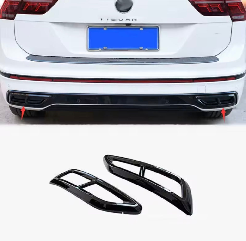 VW Tiguan 2 Auspuffblenden Abdeckungen Schwarz Detail
