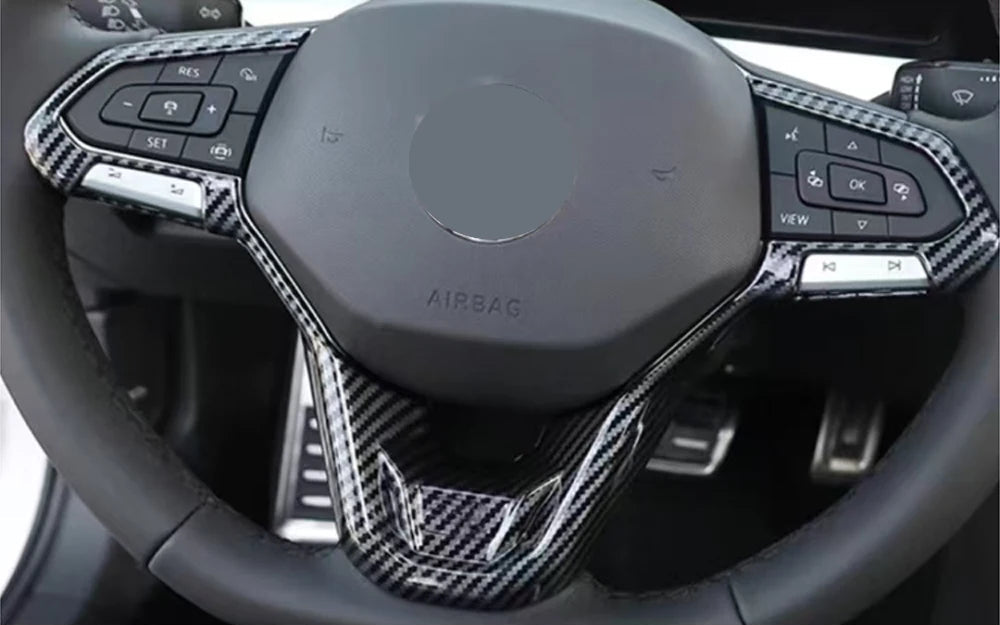 Lenkrad Zierblende Abdeckung Carbon Optik für VW ID.3 ID.4 ID.5 ID.7, Golf, T-Roc, Passat, Touareg u.v.m. 2025+