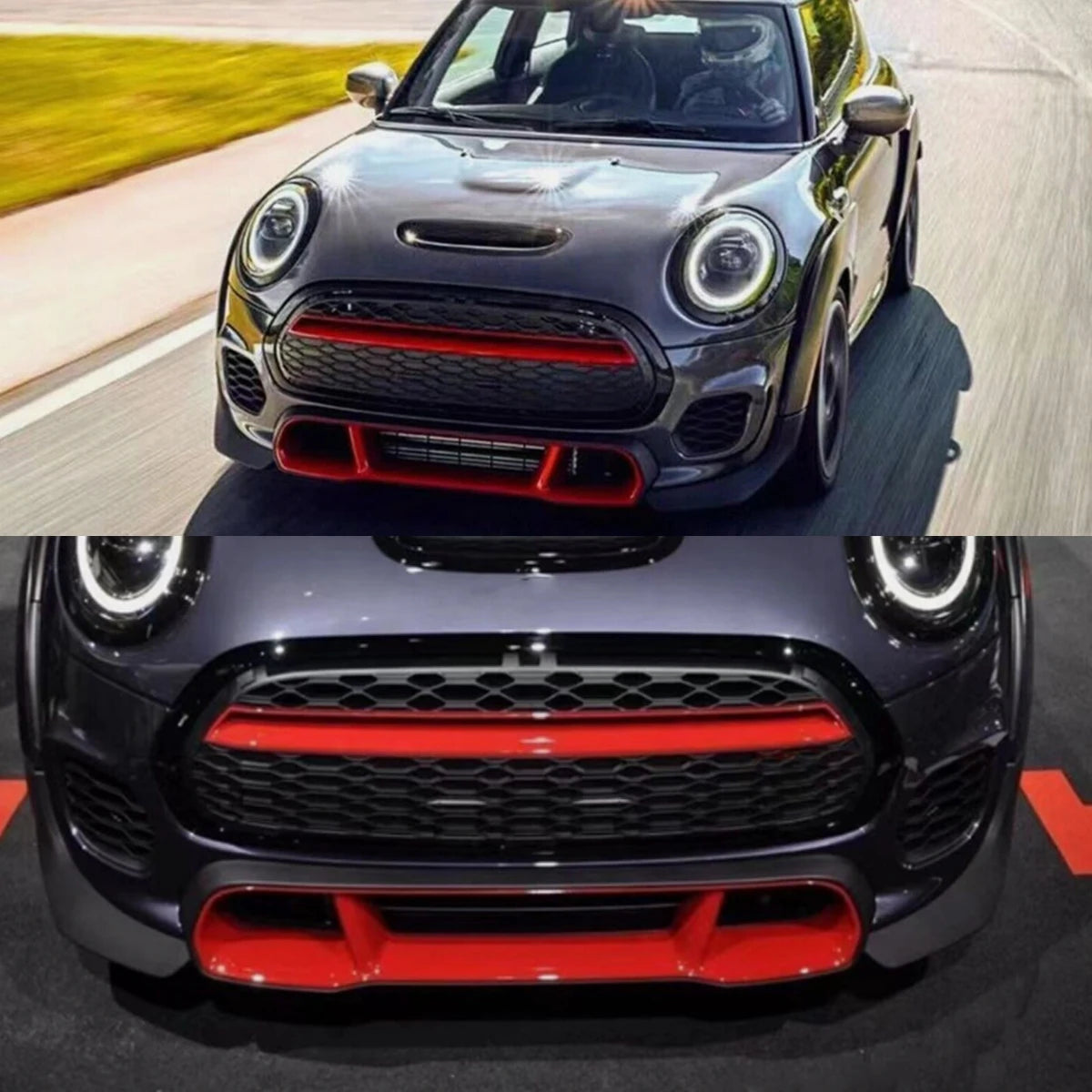MINI GP Style Frontstoßstangen Kühlergrill Schwarz Rot F55 F56 F57