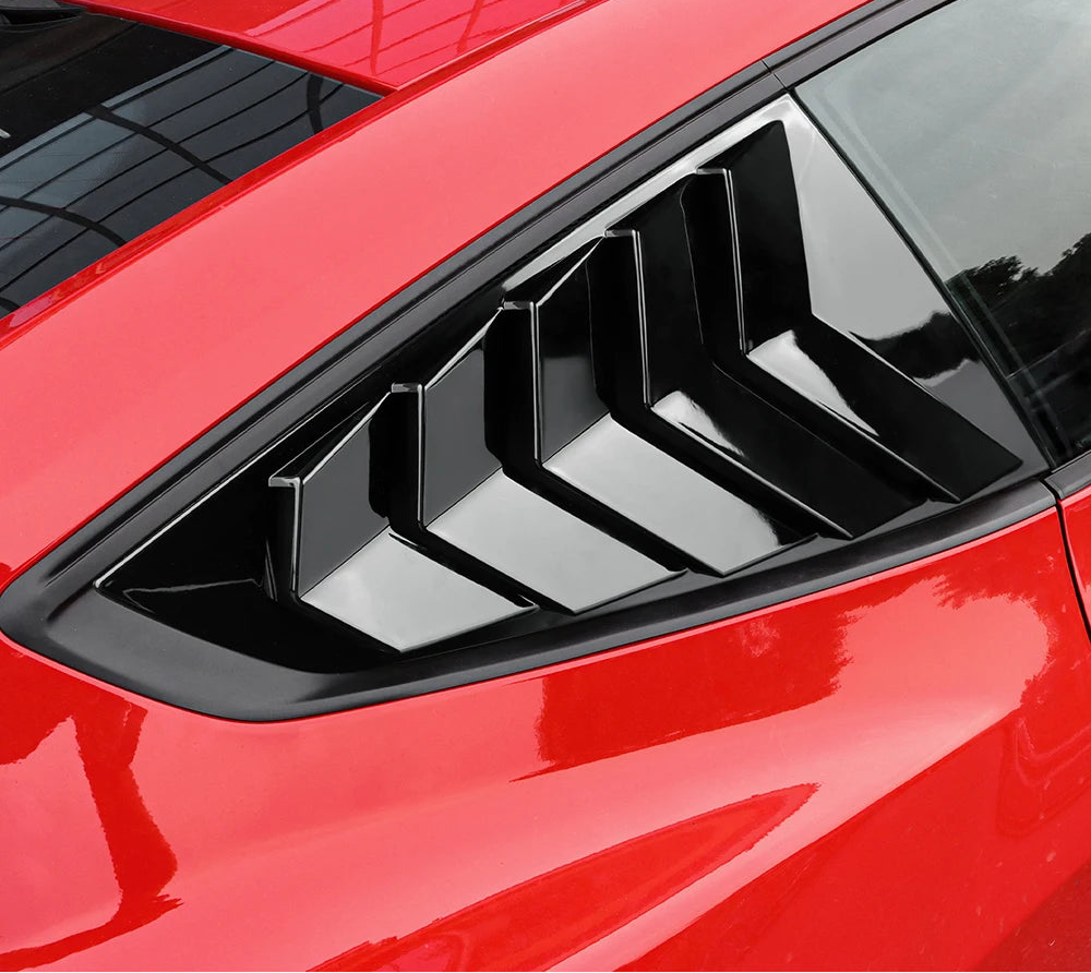 Seitenscheiben Spoiler Dreieck Zierblenden für Ford Mustang GT S650 Hochglanz Schwarz ABS