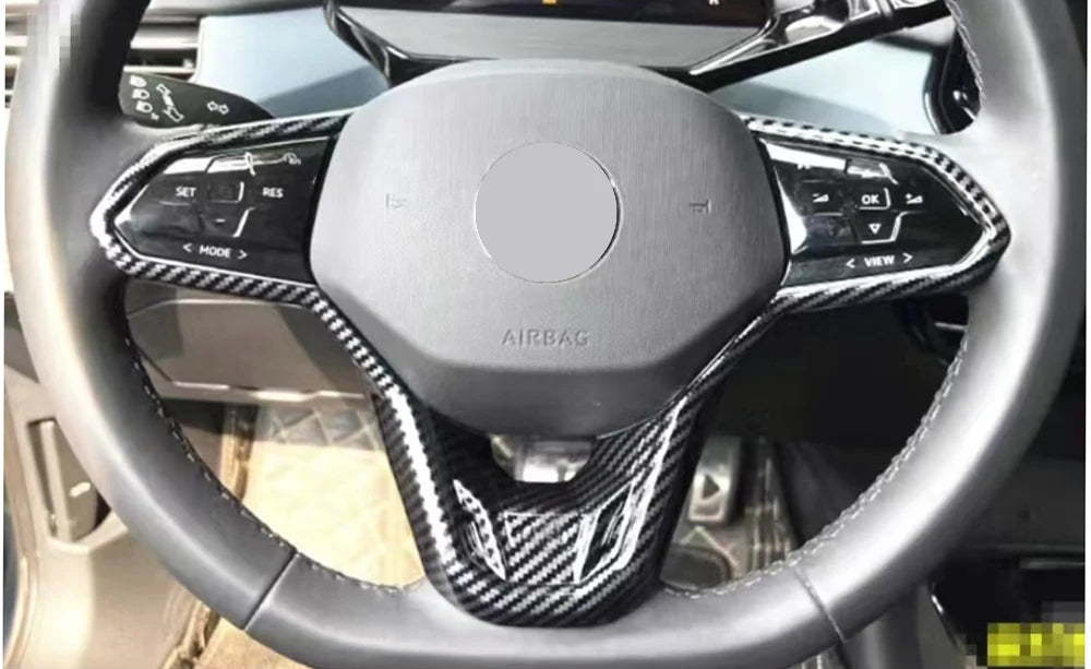 Lenkrad Zierblende Abdeckung Carbon Optik für VW ID.3 ID.4 ID.5 ID.7, Golf, T-Roc, Passat, Touareg u.v.m. 2025+