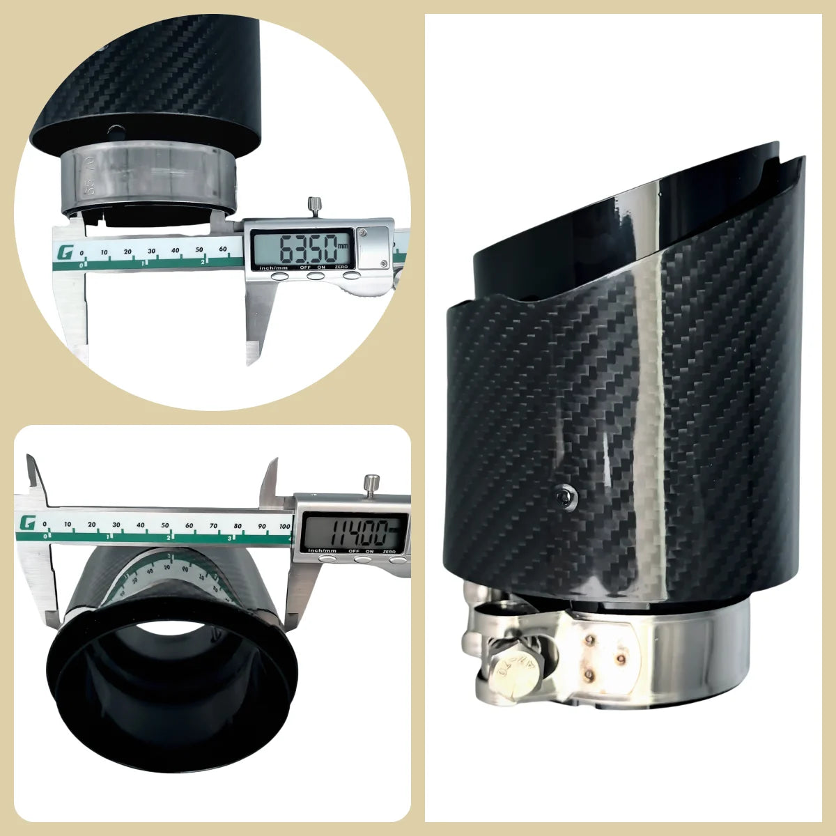 Universal Auspuff Endrohr Carbon-Optik Edelstahl
