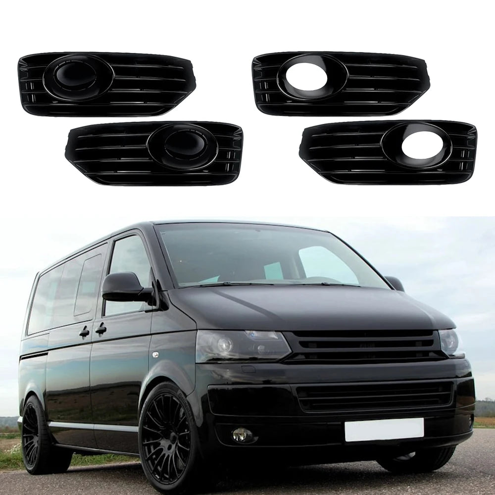 VW Transporter T5 T5.1 Sportline Nebelscheinwerfer Blenden Schwarz Hochglanz