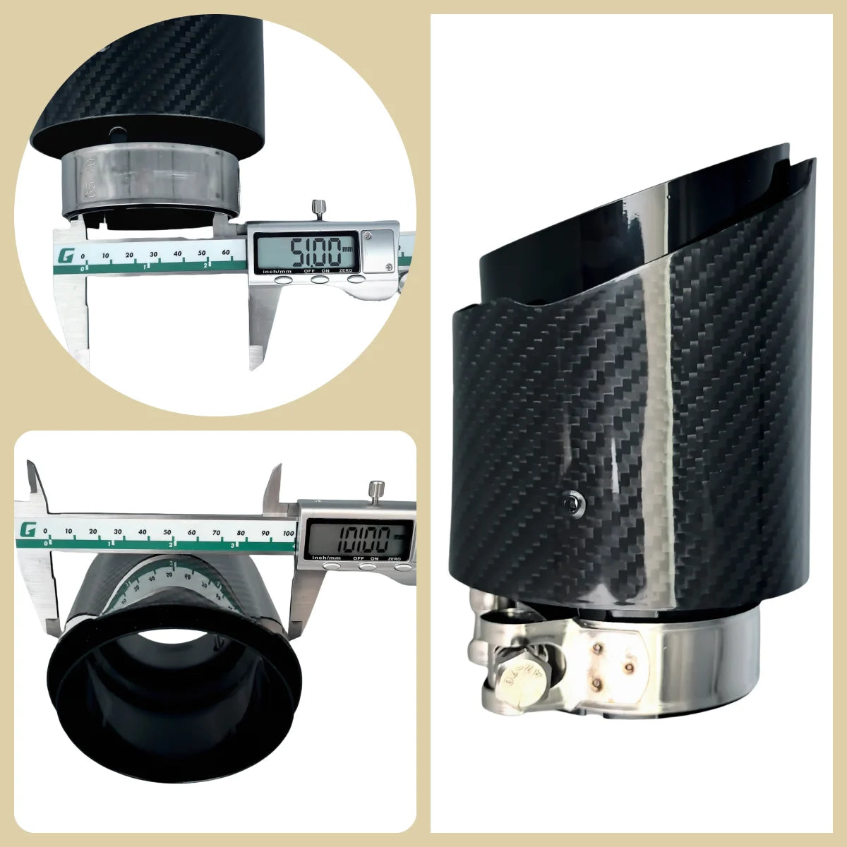 Universal Auspuff Endrohr Carbon-Optik Edelstahl

