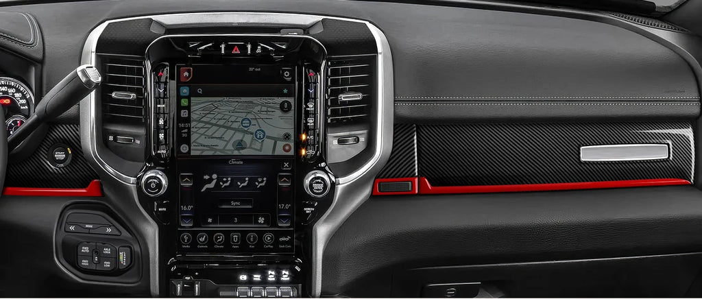Dodge RAM 1500 2500 3500 – Innenraum Dekor-Set Carbon-Optik Schwarz mit Roter Linie