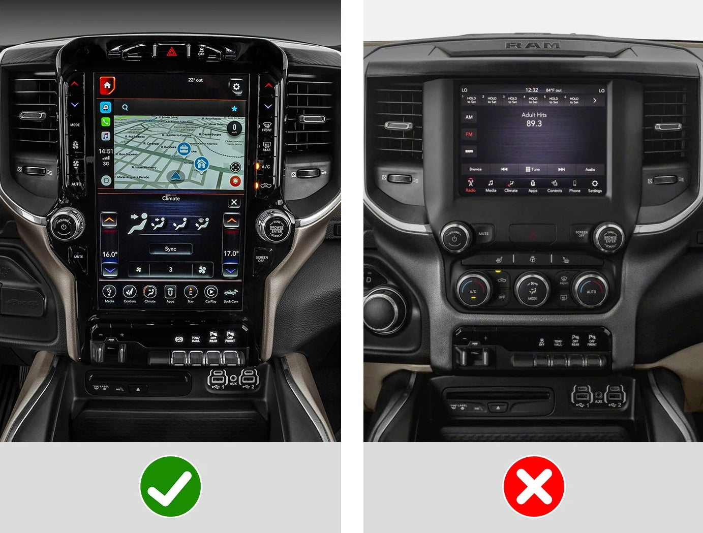 Dodge RAM 1500 2500 3500 – Navigations-Display Panel Zierblende Carbon-Optik (12 Zoll)