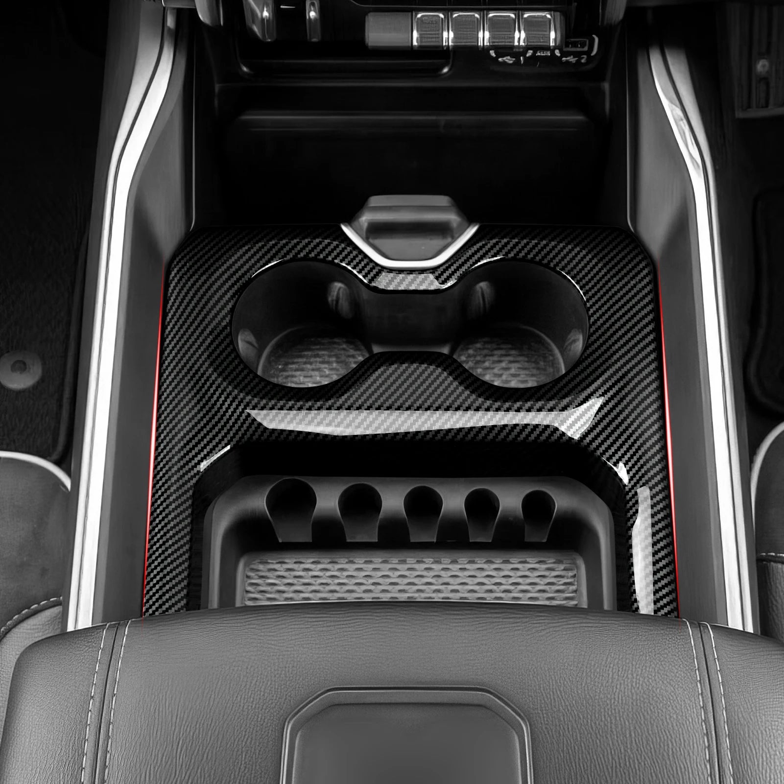 Dodge RAM 1500 2500 3500 – Mittelkonsole Becherhalter Panel Zierblende Carbon-Optik