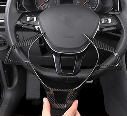 Lenkrad Zierblende Abdeckung Carbon-Optik für VW Tiguan MK2, Golf 7, Polo, T-Cross, T-Roc, Jetta 2017–2019
