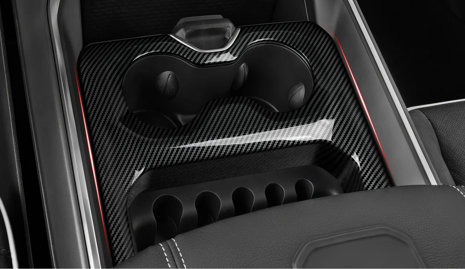 Dodge RAM 1500 2500 3500 – Mittelkonsole Becherhalter Panel Zierblende Carbon-Optik