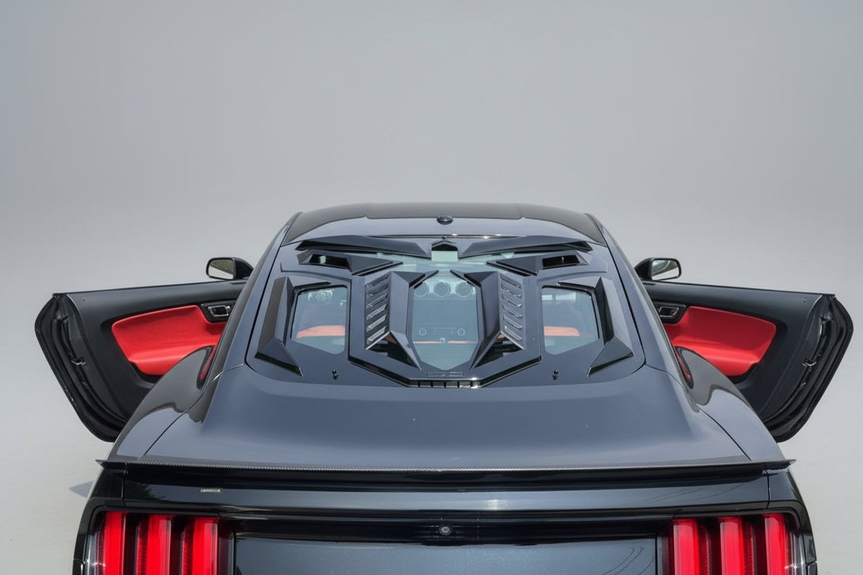 Ford Mustang – Heckscheiben Louver Hochglanz Schwarz (Black Mamba Style)