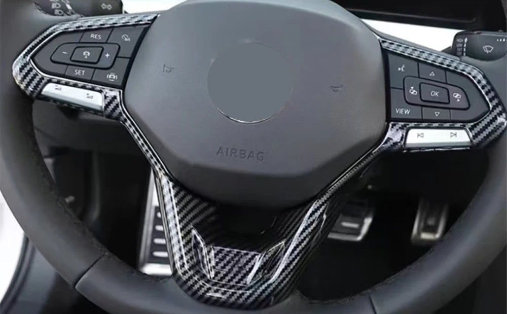 Lenkrad Zierblende Abdeckung Carbon Optik für VW ID.3 ID.4 ID.5 ID.7, Golf, T-Roc, Passat, Touareg u.v.m. 2025+