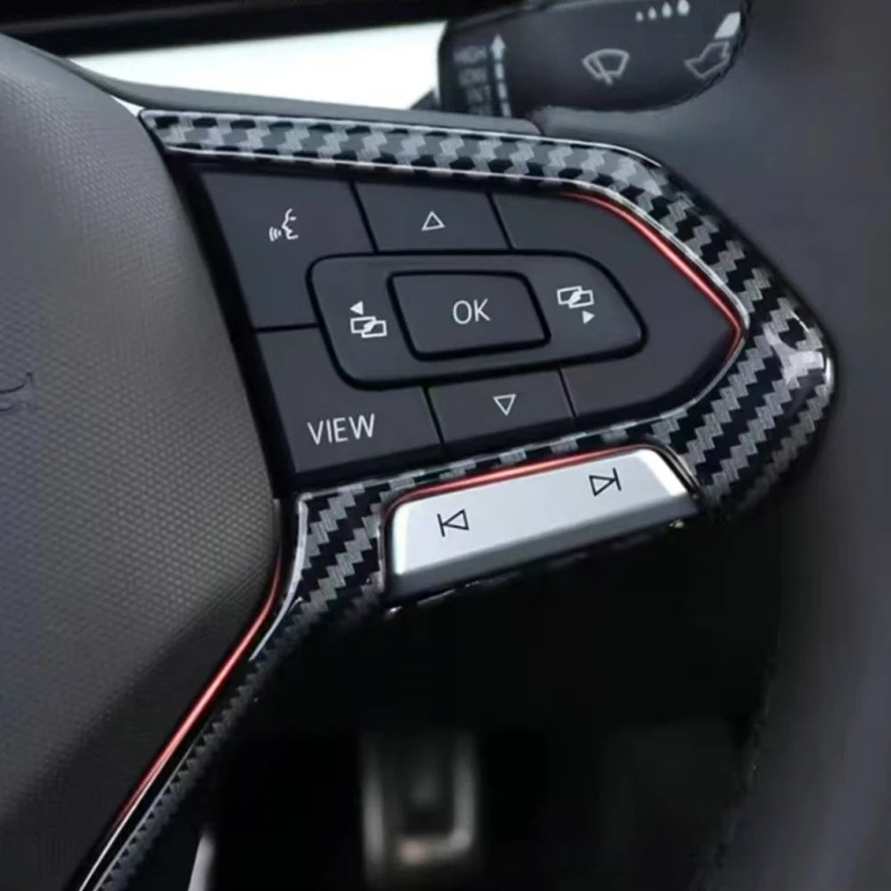 Lenkrad Zierblende Abdeckung Carbon Optik für VW ID.3 ID.4 ID.5 ID.7, Golf, T-Roc, Passat, Touareg u.v.m. 2025+