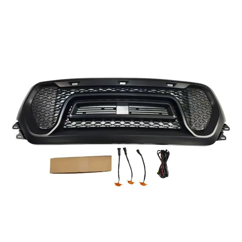 Dodge RAM 1500 – Grid Style Frontgrill Hochglanz Schwarz mit 3 orangen LEDs