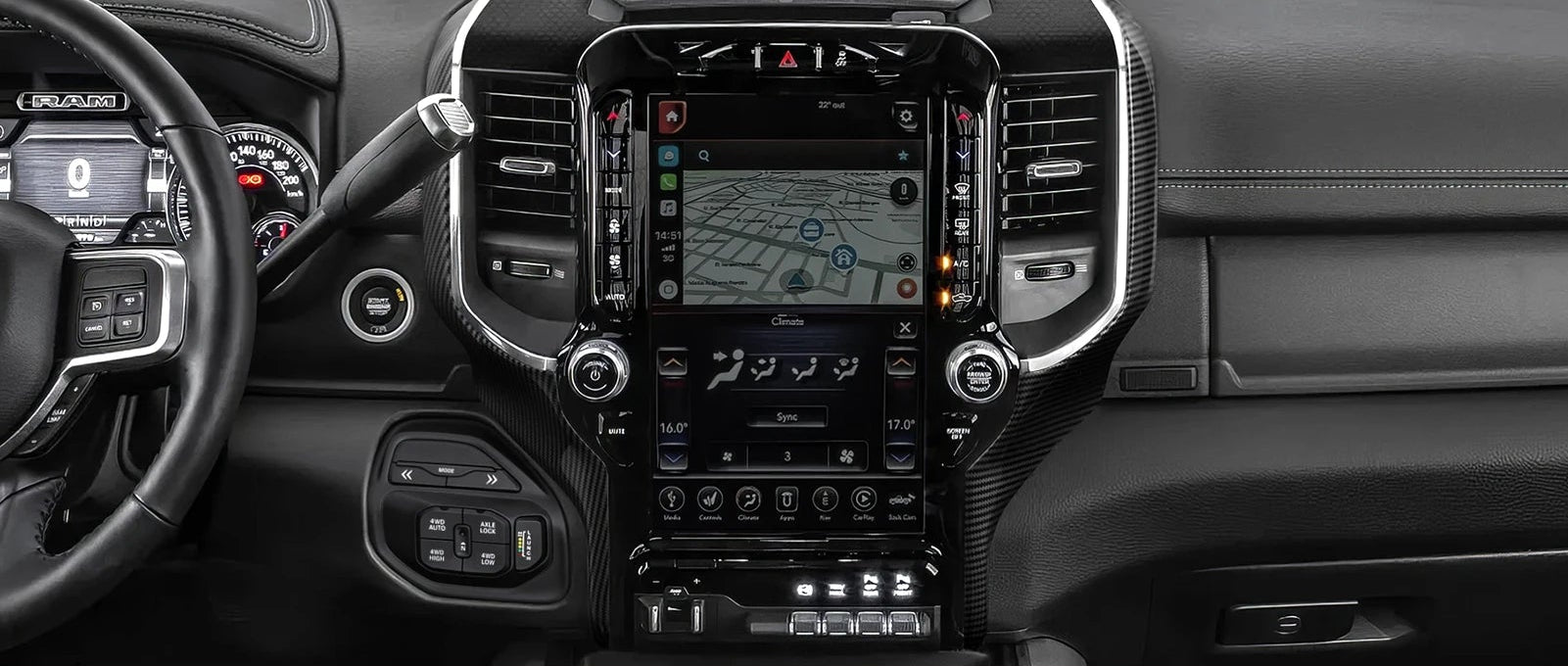 Dodge RAM 1500 2500 3500 – Navigations-Screen Seitenblende Carbon-Optik