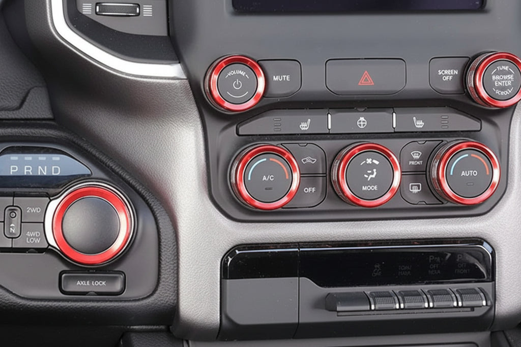 Dodge RAM  Schalterknopf Zierringe Schwarz & Rot