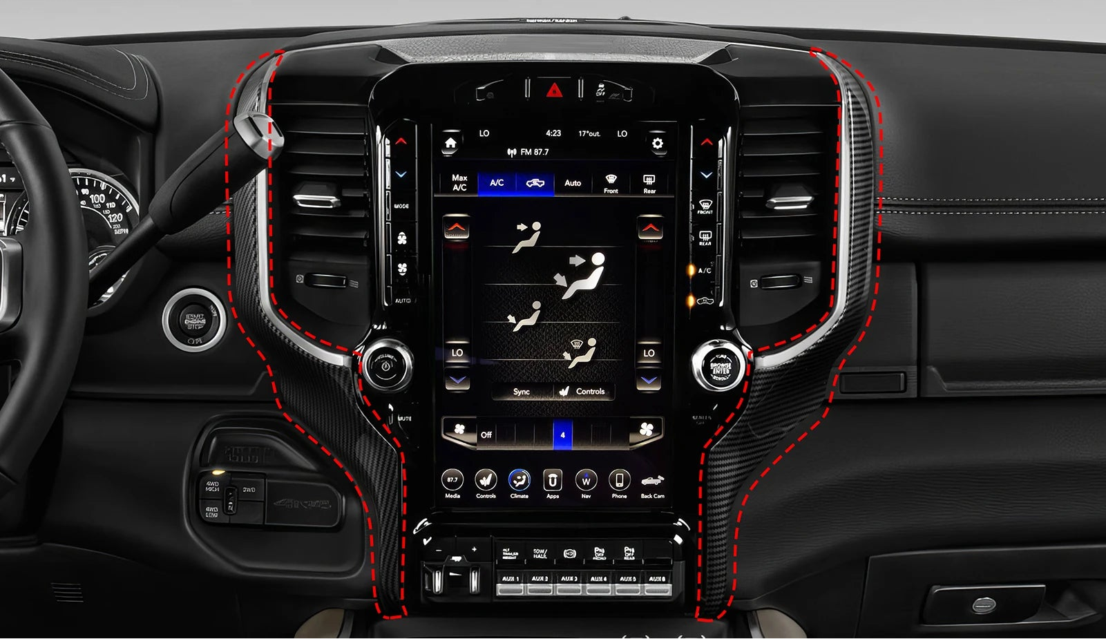 Dodge RAM 1500 2500 3500 – Navigations-Screen Seitenblende Carbon-Optik