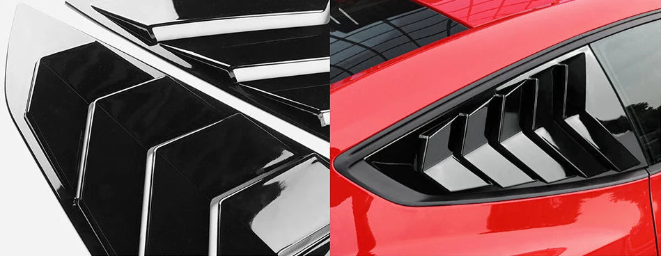 Seitenscheiben Spoiler Dreieck Zierblenden für Ford Mustang GT S650 Hochglanz Schwarz ABS