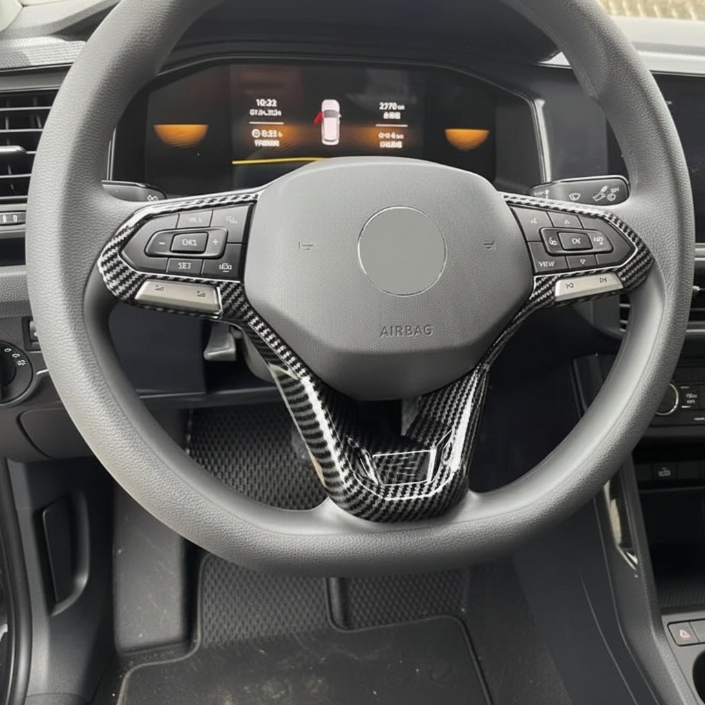 Lenkrad Zierblende Abdeckung Carbon Optik für VW ID.3 ID.4 ID.5 ID.7, Golf, T-Roc, Passat, Touareg u.v.m. 2025+