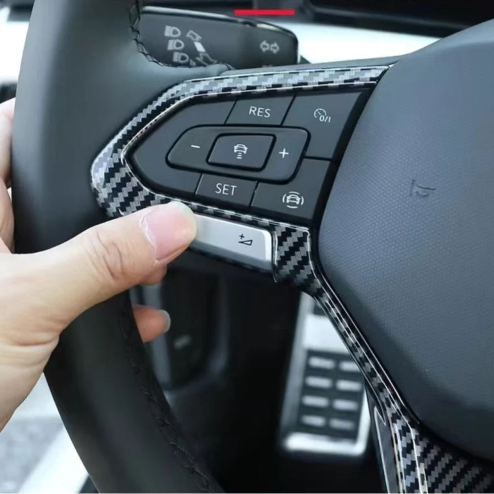 Lenkrad Zierblende Abdeckung Carbon Optik für VW ID.3 ID.4 ID.5 ID.7, Golf, T-Roc, Passat, Touareg u.v.m. 2025+