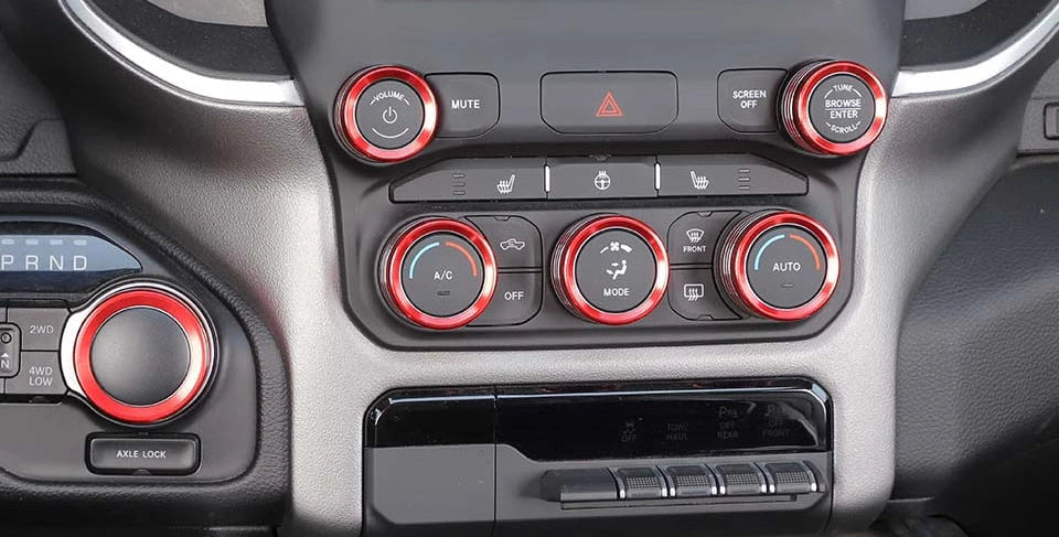 Dodge RAM  Schalterknopf Zierringe Schwarz & Rot