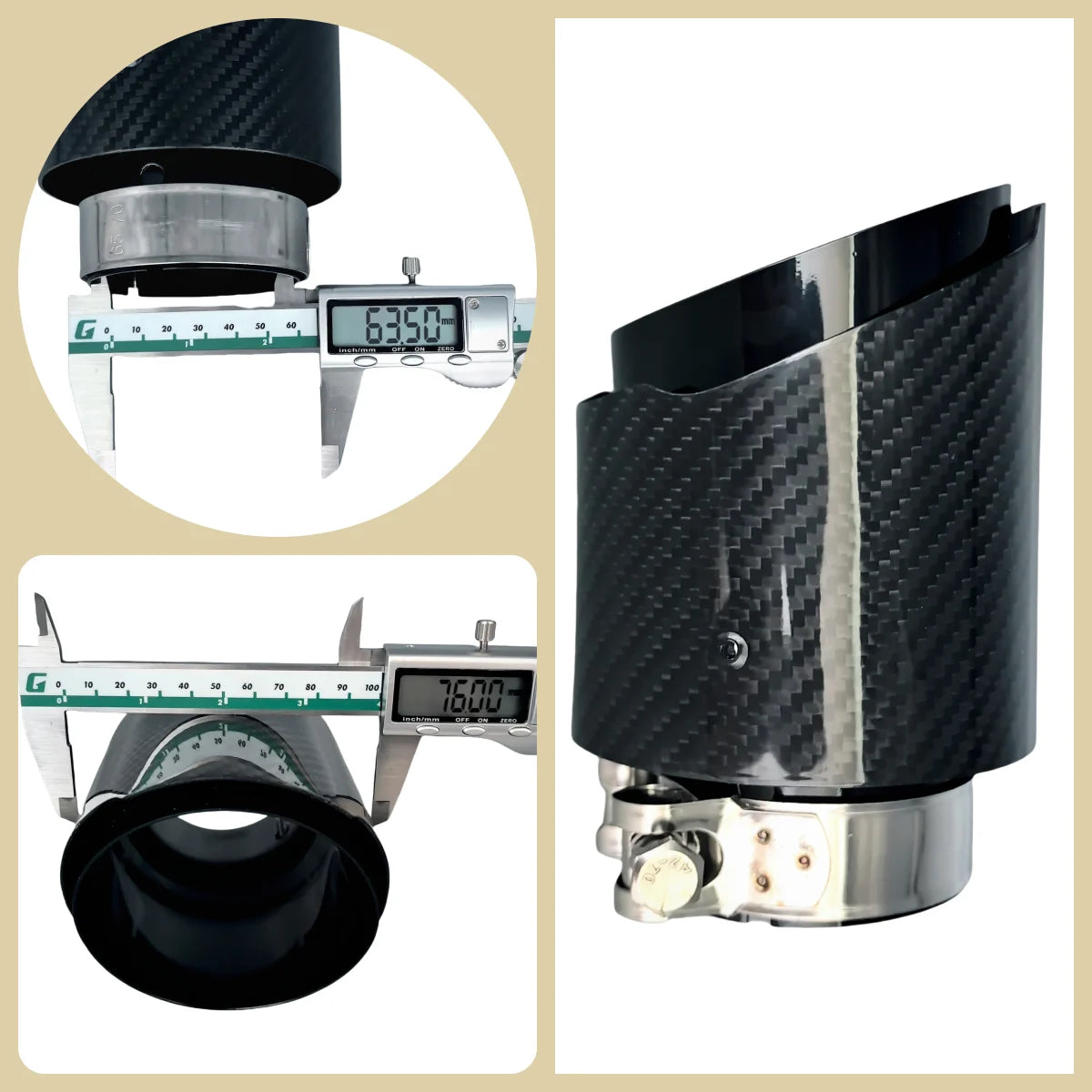 Universal Auspuff Endrohr Carbon-Optik Edelstahl
