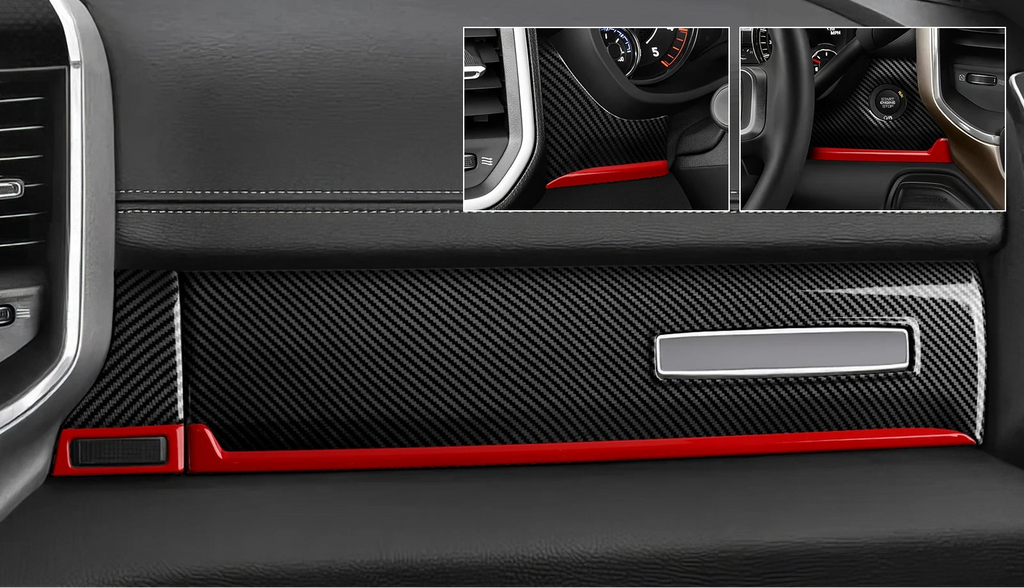 Dodge RAM 1500 2500 3500 – Innenraum Dekor-Set Carbon-Optik Schwarz mit Roter Linie