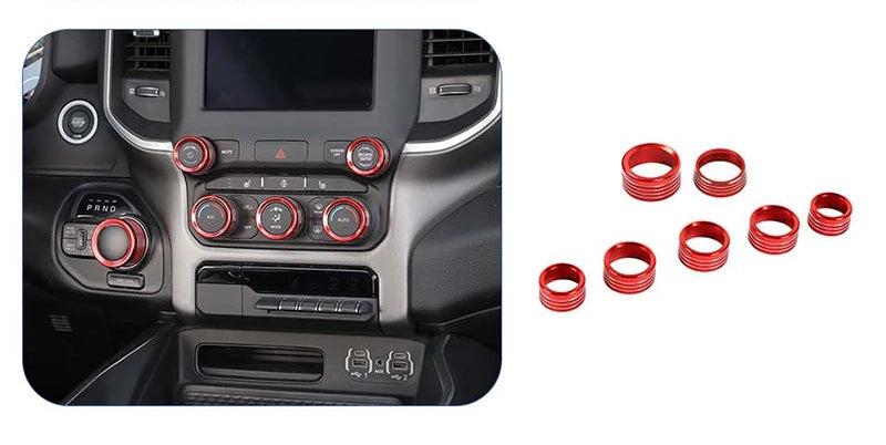 Dodge RAM  Schalterknopf Zierringe Schwarz & Rot