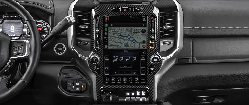 Dodge RAM 1500 2500 3500 – Navigations-Display Panel Zierblende Carbon-Optik (12 Zoll)